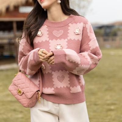 Frauen Y2K Dicke Winter Bluse Unterhemd Stricken Strickwaren Blumen Pullover Pullover Für Frauen Koreanische Herbst Kleidung Pullover