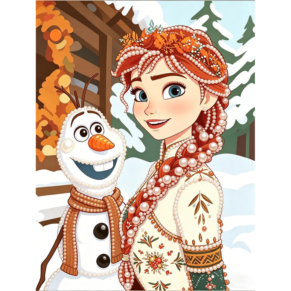 

Disney Pearl Painting Anna and Olaf DIY Pearl Painting Gem Art Pearl Dot Painting Picture Crafts Adult Beginner Gifts Home Decor 30x40