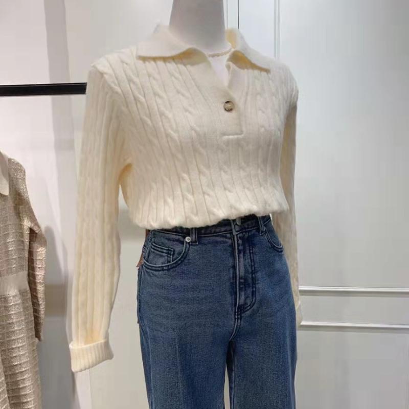 New Fashion Women Autumn Pullover Sweater Long Sleeve Turn Down Collar Winter Knitwears Jumpers Loose Knitted Sweaters for Women Elegant Tops 25311