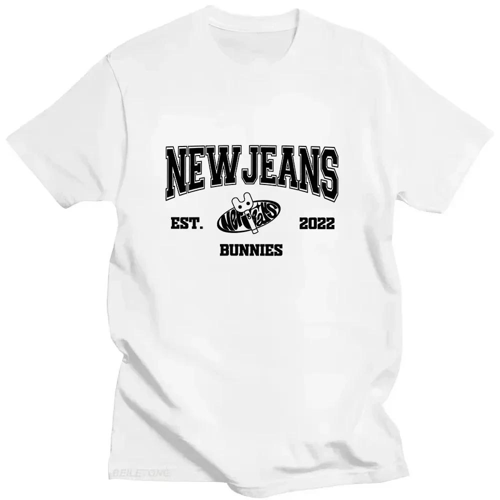 Kpop Band New-Jeans T-shirts EST Bunnies Printing Tee-shirt Graphic Tees Cotton Short Sleeve Women Men Tshirts Streetwear 2025