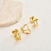 Vnox Gold Plated Heart-shaped Adjustable Rings, Stainess Steel Gold Color Love Open Rings For Women Girl Classic Jewelry Gift