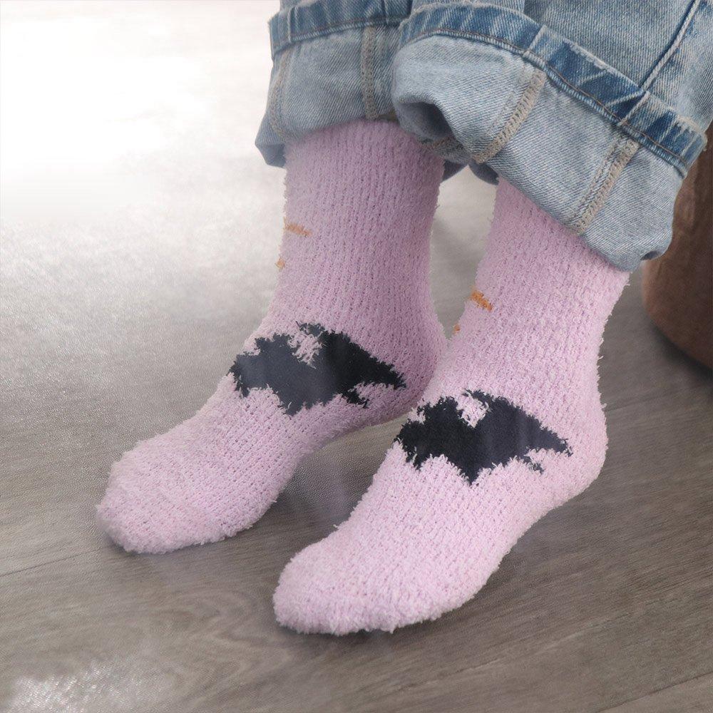 4pairs/set Soft Pumpkin Wizard Hat Tube Socks Coral Fleece Bat Ghost Mid-Calf Socks  Party