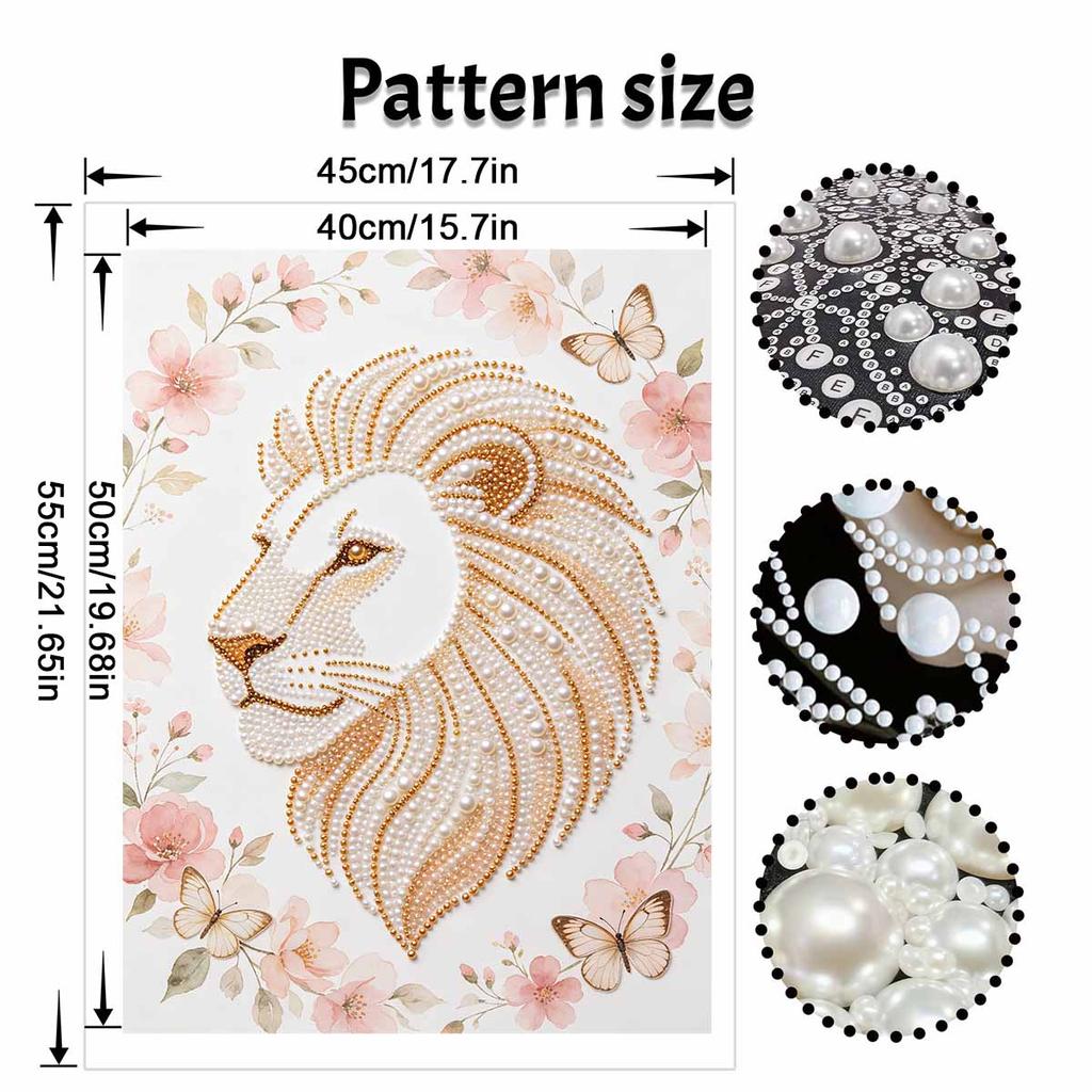 DIY Pearl Embroidery Diamond Painting Kit Majestic Lion Sparkling Beads Art Craft Handmade Decoration Gift for Home