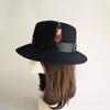 Europe And The United States Export Foreign Trade Feather Black Woolen Jazz Top Hat Men And Women Autumn And Winter Panama Gentleman Felt Hat