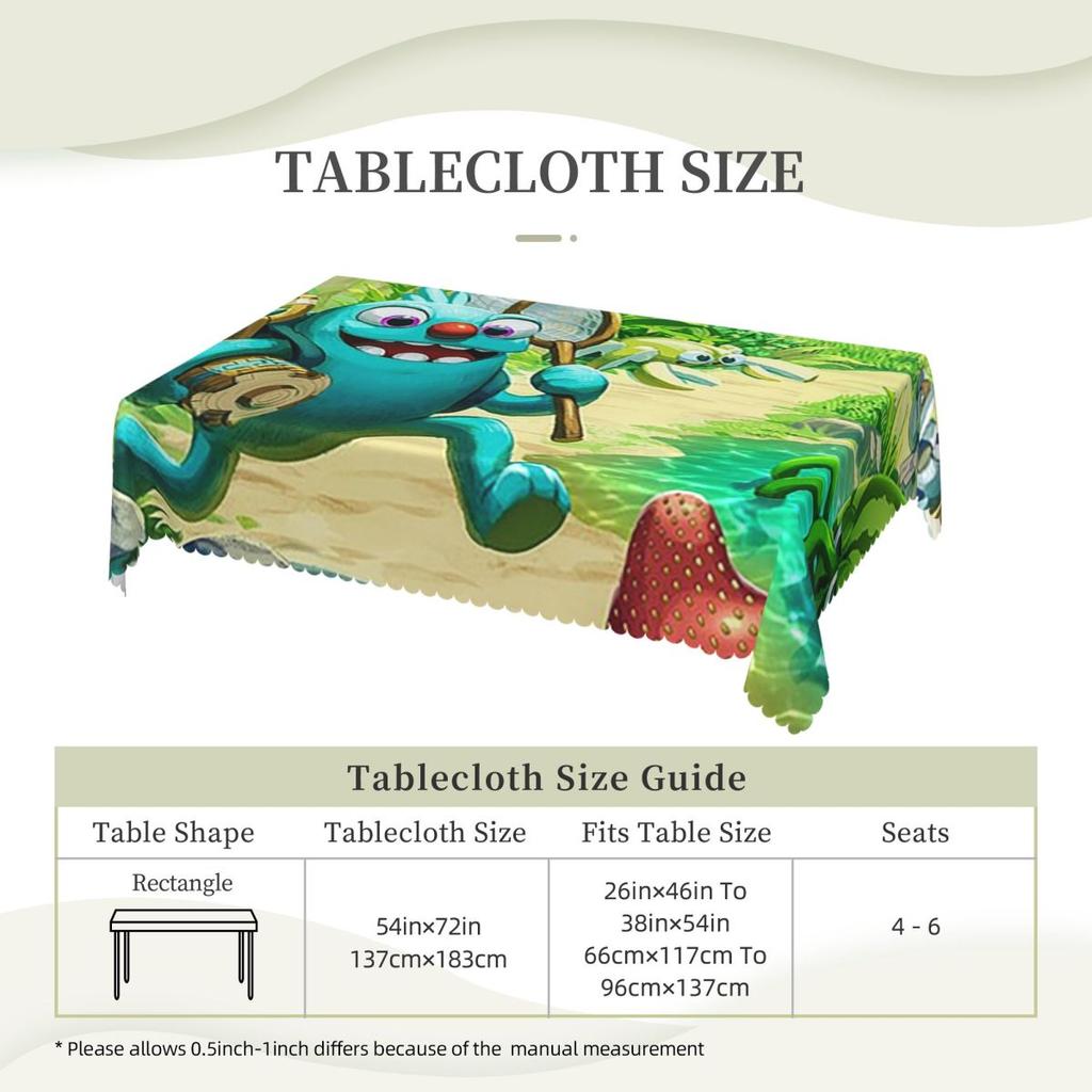 Bugsnax Game Poster Custom Rectangular Tablecloth Waterproof Table Cover for Festival Party Decorations Table Cloth