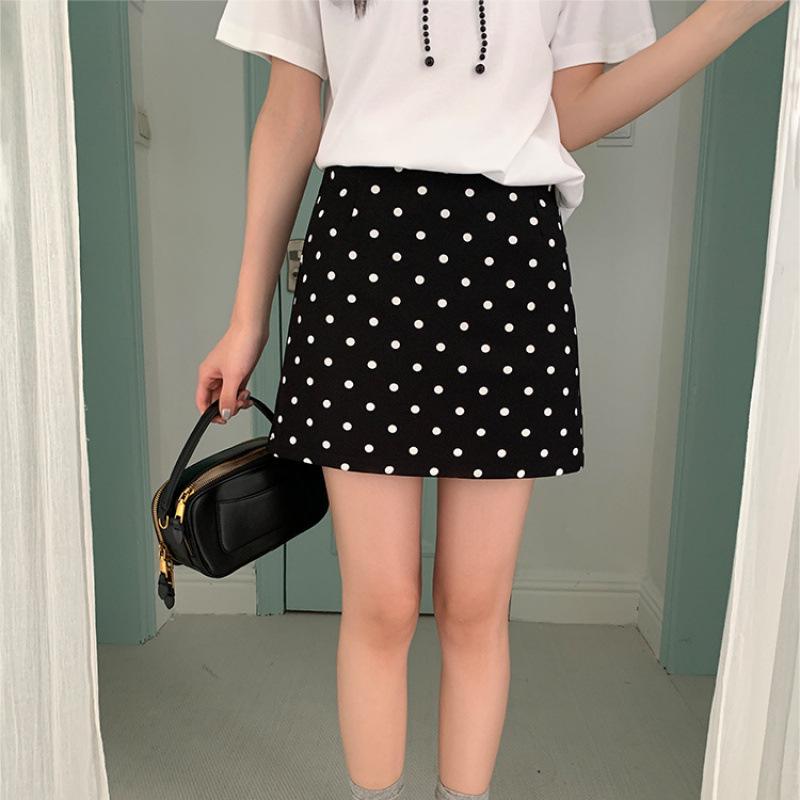 

2025 Summer Petite Red Polka Dot A-Line Mini Skirt: Slimming High-Waisted Design for Women Small