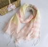 Japanese Design Spring And Summer Thin Light Breathable Linen Scarf Elegant Bright Color Striped Scarves 55*180Cm
