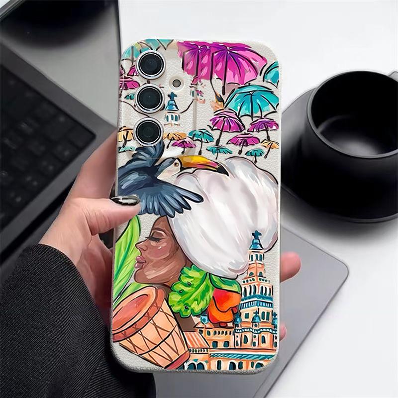 Tropical-style Toucan Pattern Case For Samsung Galaxy A57 A56 A55 A54 5G A37 A36 A35 A34 A17 A16 A15 A14 Leather Texture Silicone Cover