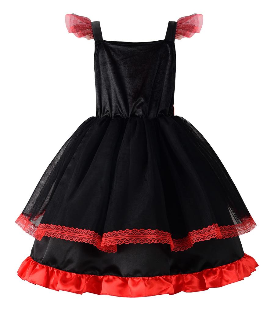 ReliBeauty Devil Cosplay Halloween Costume for Little Witch Kids Birthday Horned Size 130 Costume, Girls, Devil, Costume, Costume, Christmas, Party,
