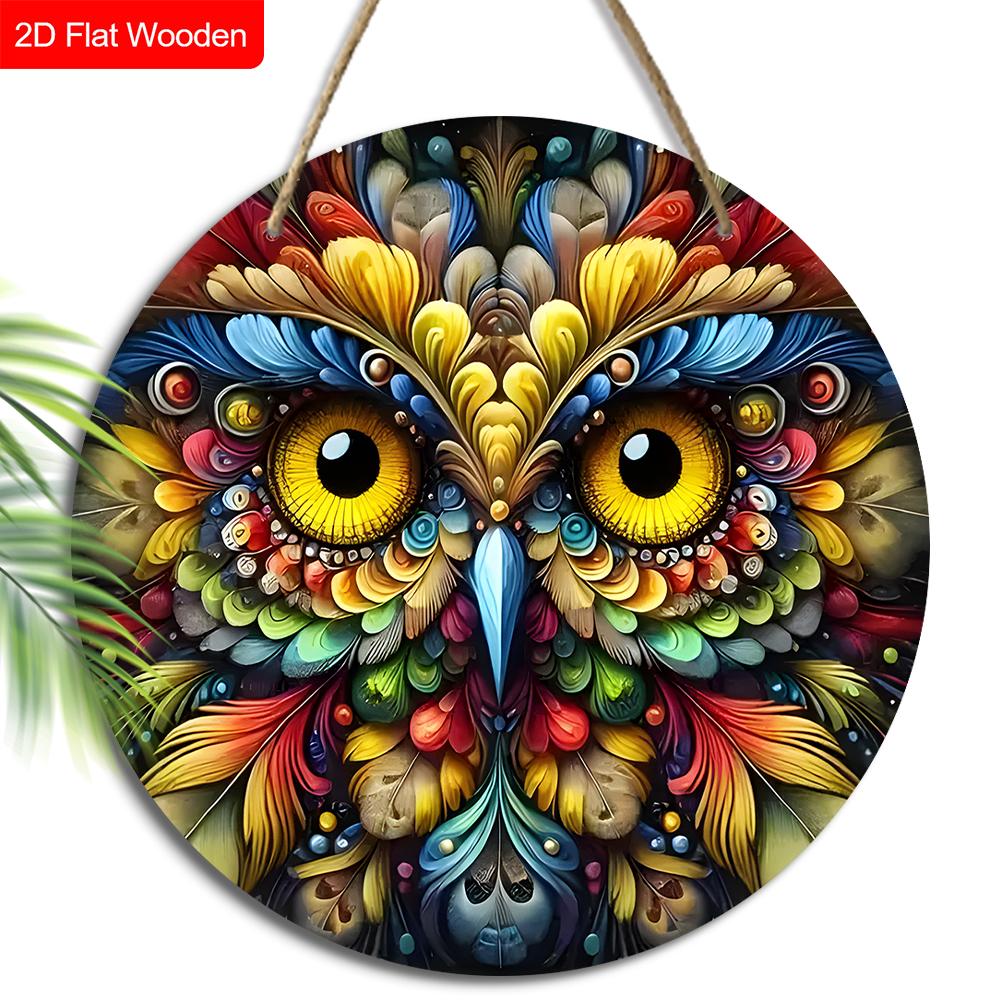 4 Different Styles of Wooden Sign with Owls Pattern, Unique Decorative Plaques for Front Door, Wall Hanging Decor, Ideal Gift for Friend & Family