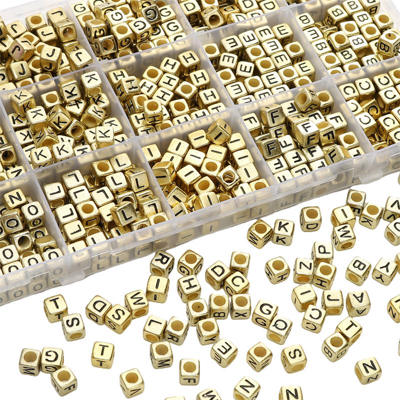 50 pz 6mm Cubo Quadrato Acrilico Fai da Te Perline Lettere Alfabeto A-Z Lettere Inglesi Per Braccialetto Collana Gioielli