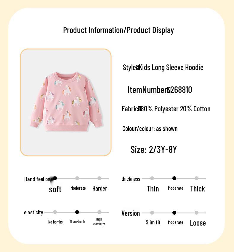 26-Year Unicorn Print Autumn Sweatshirt for Kids - Cute, Sweet Round Neck Style