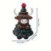 Festive Highland Cow Statue - Adorable resin decor with red berries & pine cones. Perfect holiday desk accent for Christmas! 