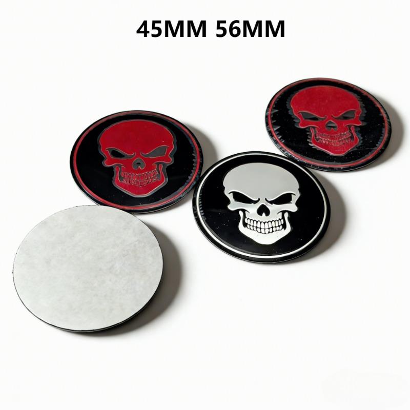 4 stuks 45MM 56MM Schedel Logo Embleem Auto Stickers Accessoires voor Auto Wielnaafdopjes Naafdop Velg Wielnaafdopjes Stofkap Badge Vervangen