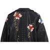 Floral Print Embroidery Faux Soft Artificial Leather Jacket Women Pu Motorcycle Coat Female Black Punk Zipper Rivet Outerwear