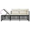 3 Piece Garden Corner Sofa Set with Cushions Black Poly Rattan