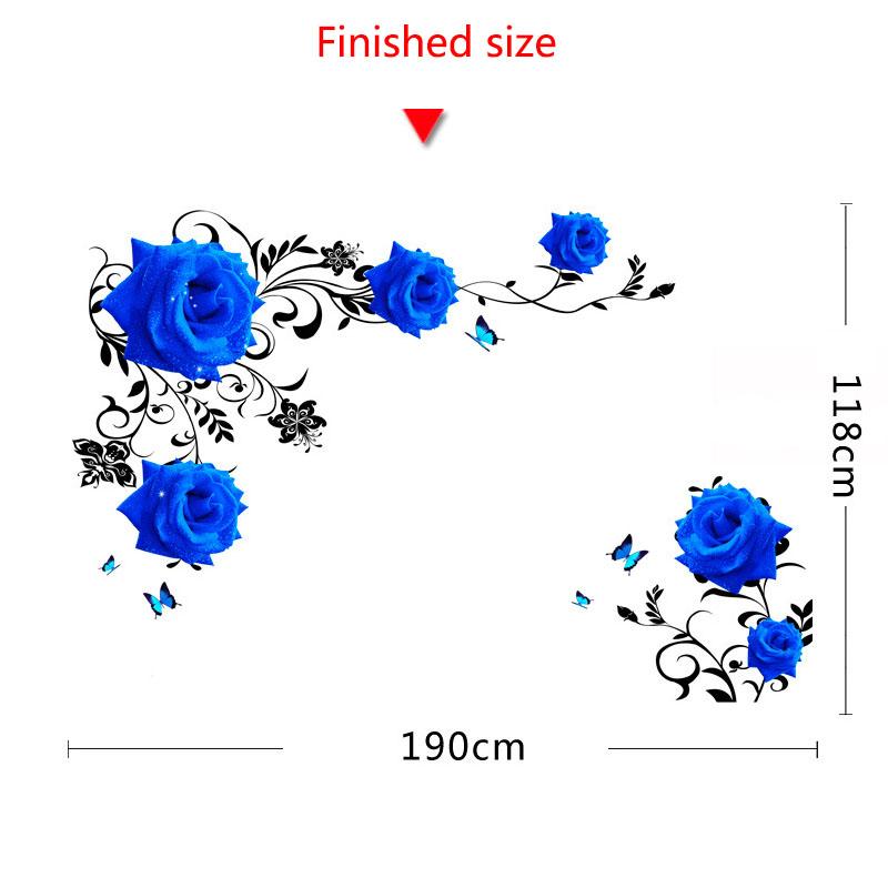 

Великий Синій Роза Наклейка на Стіну Самоклеючий Вініловий Декаль для Вітальні Спальні Декор Стіни за Телевізором Домашнє Мистецтво 60x90cm*2pcs синій