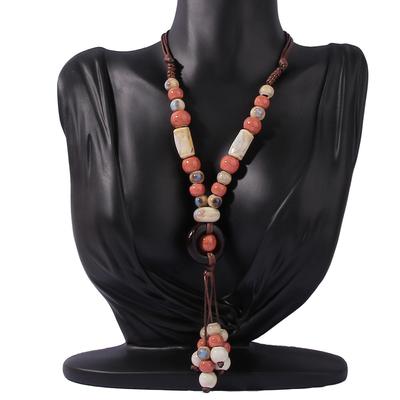 Ancient Ceramic Beads Sweater Chain Tassel Pendant Long Necklace Jewelry Gift