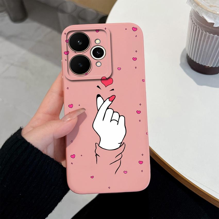 For Realme 15 15T 15X C71 C73 C33 C35 C21Y C25S Note 70 70T Phone Case Fashion Love Heart Patterns Liquid Silicone Protective Shell For Realme Housing