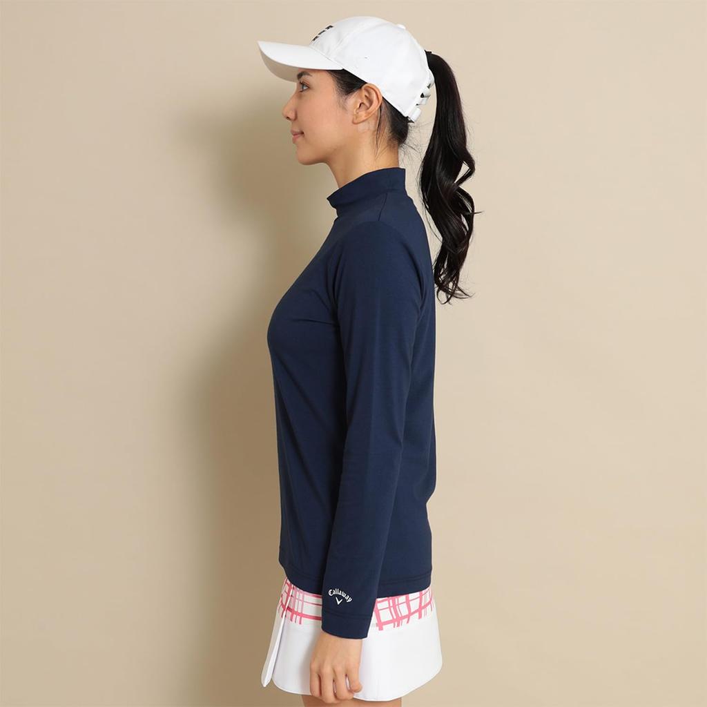 Callaway Women's Long Sleeve Mock Neck Shirt (Brand Logo, Stretch) / Golf Undershirt / C24133200 1120_Navy, Medium