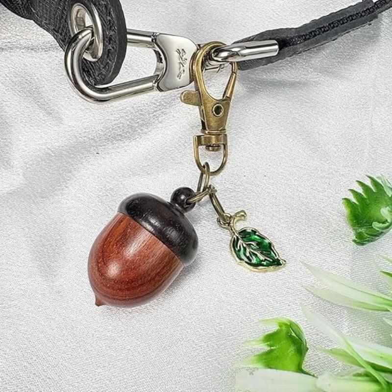 1/5/10pcs Trendy Acorn Keychain Wooden Acorn Pill Holder Keychain Secret Stash Keyring Tassel Spiritual Gift Item Ethnic Keyring