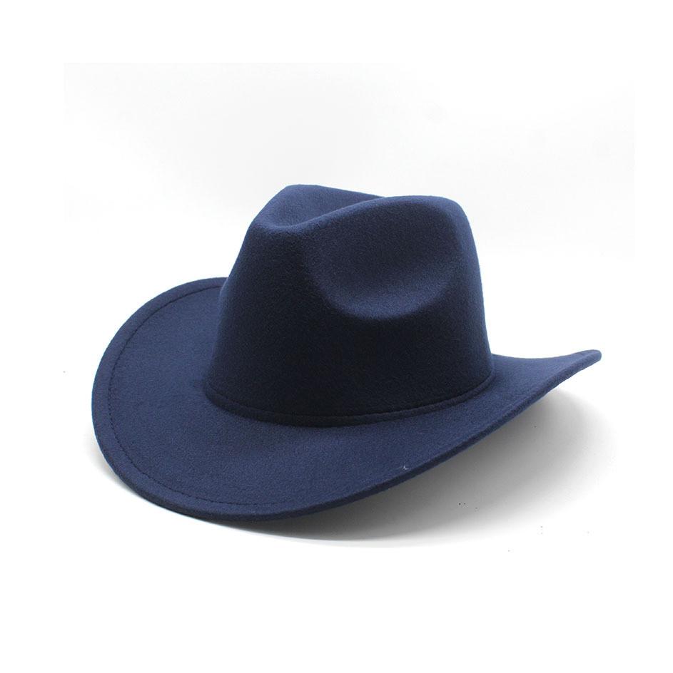Western Cowboy Hat Black Wool Felt Fedora For Men And Women Sun Protection