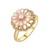 Luxury Rhinestone Flower Rotating Stress Relief Ring Fashionable Open Adjustable Band For Women