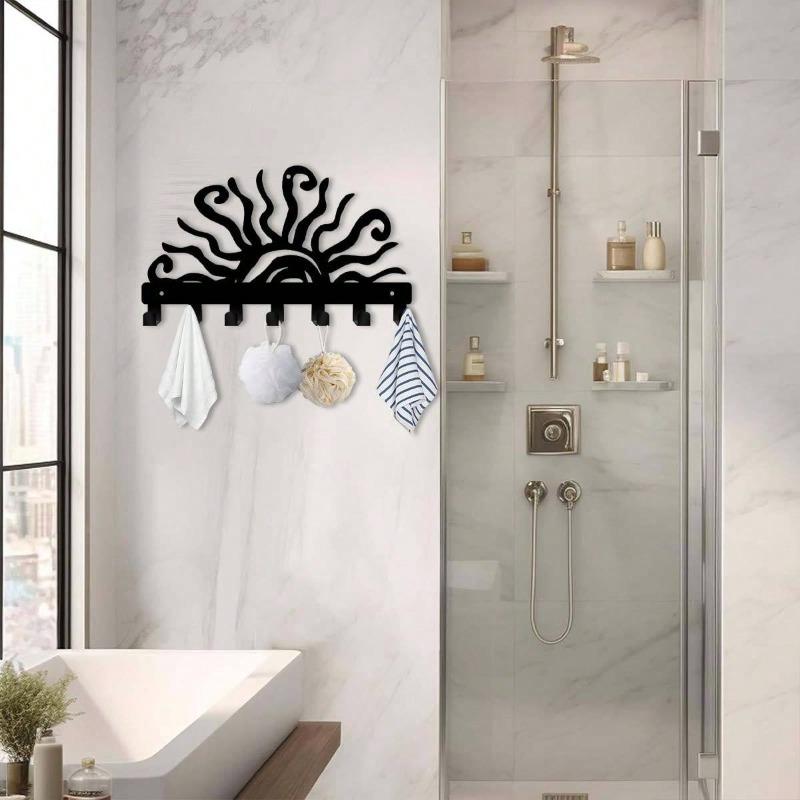 Wacky Sun Metal Key Hooks Long Arm Design Space Saver Modern Wall Decor