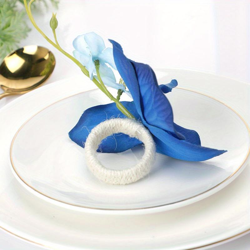 3pcs European minimalist style dancing orchid fake flower napkin ring hotel table simulation flower napkin clasp drool cloth