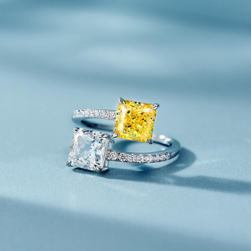 Huitan New Style Adjustable Ring with Bright Princess Square CZ Female Engagement Party Accessories Fashion Design Zircon Gift