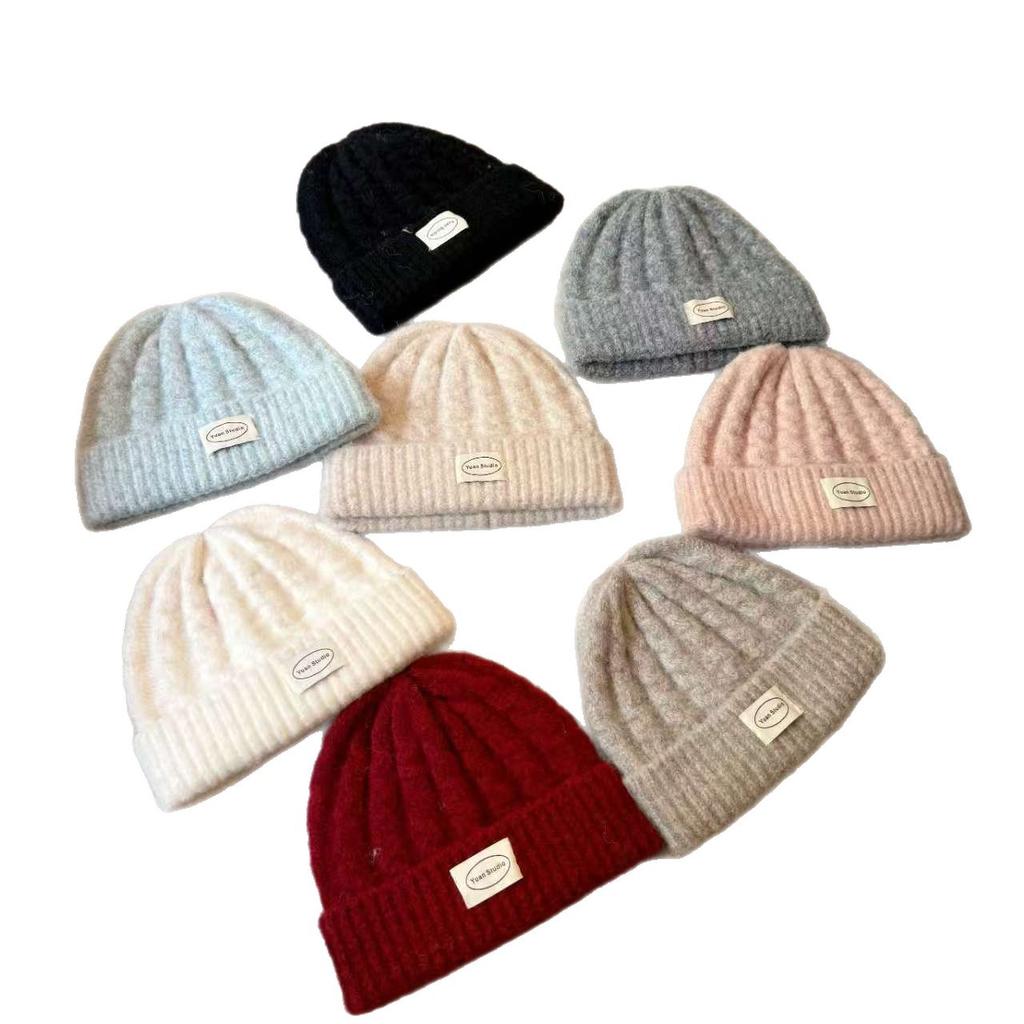 Autumn and winter letter twist wool hat warm thickened ear protectors casual versatile solid color woven knitted hat cold hat