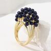 Vintage Inlaid Blue Stone Women's Ring Creativity Gold Color Geometry Daily Wear Party Jewelry Anniversary Gift