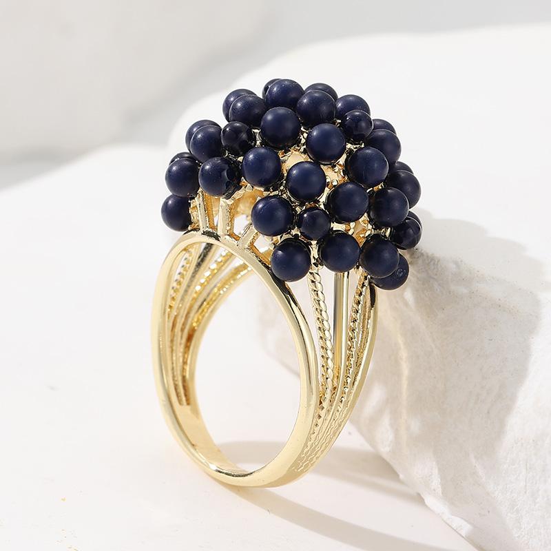 Vintage Inlaid Blue Stone Women's Ring Creativity Gold Color Geometry Daily Wear Party Jewelry Anniversary Gift