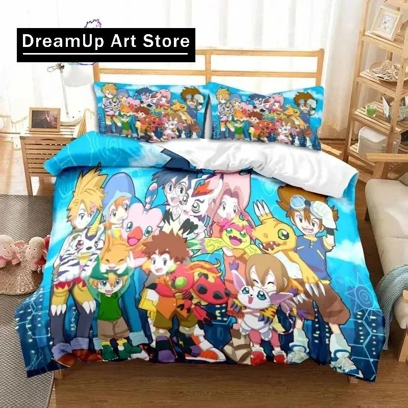 Set Biancheria da Letto Anime Digimon Adventure Singolo Gemello Matrimoniale Queen King Size Set Letto Adulto Bambino Camera da Letto Mostro Avventura Cartone Animato Biancheria da Letto