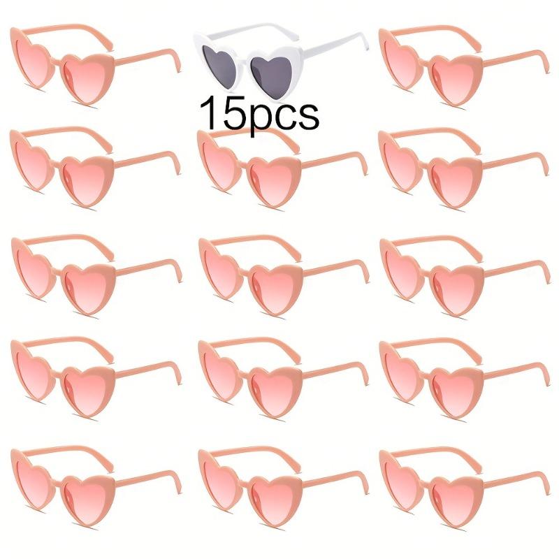 15PCS Fun Designed Heart-shaped Mixed Color Glasses Suitable for Various Themed Parties Concert and Holiday Outfitsnds