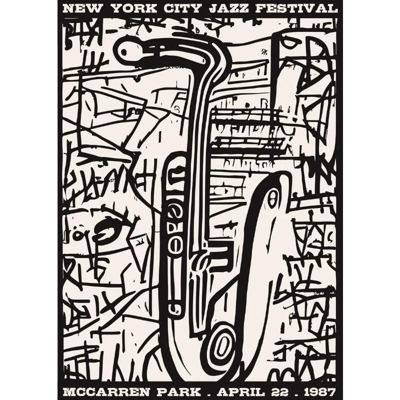 

Jazz Festival Paris Chicago Retro Jazz Club Cat Instrument Art Poster Canvas Painting Wall Prints Picture Living Room Home Decor 21cm×30cm NoFrame