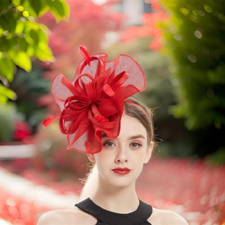 Exaggerated Flower Fascinator Hat Mesh Flower Bowler Hat Evening Dress HeadpieceFemale Flower Fascinator Hat