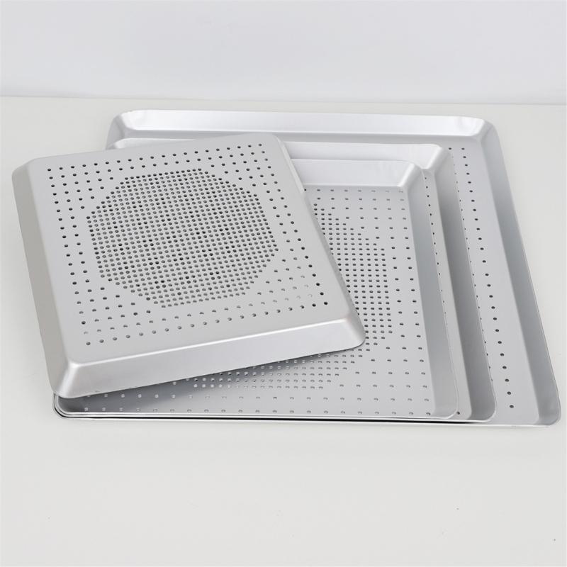 Square Aluminum Alloy Pizza Pan Even Heat Distribution Baking Tray Ideal For Home And Restaurant