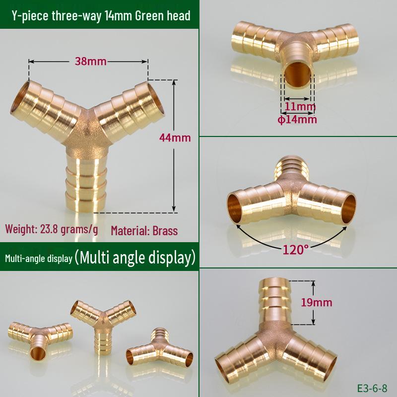 Copper Y-Junction Hose Connector for Soft, Rubber, and Leather Hoses (Sizes: 4mm-19mm)