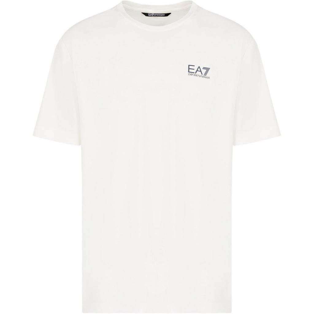 Emporio Armani EA7 Stretch Fit Short Sleeve Crew Neck Tennis Color Block Printed T-Shirt Men tops Starlight-White 7M000179-AF13530-U0005