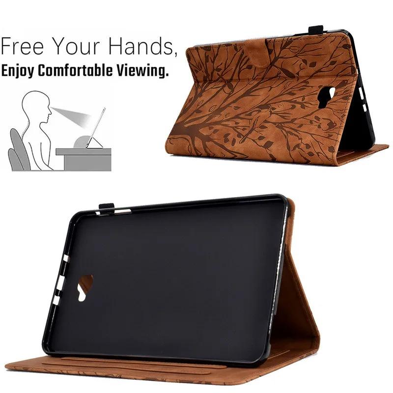 For Galaxy Tab A 2016 Tablet Cover 10.1 Inch SM-T580/T585 PU Leather Embossed Shockproof Funda For Samsung Tab A6 10.1 2016 Case