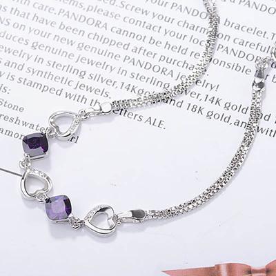Cellacity Geometry Ametista Argento 925 Gioielli Pietre preziose Bracciale per Donna A Forma di Cuore Trendy Party Regali Femminili All'ingrosso
