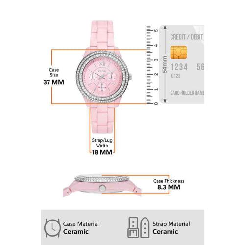 Fossil Women's StellaQuartz Bioplastic Castor Oil Multifunction Watch, Pink (Model: ES5153), Pink, Regular
