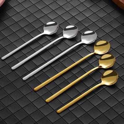 Long Handle Teaspoon Stainless Steel Rose Mixing Spoon Unusual for Dessert Honey Salad Tea Coffee Spoons Kitchen Bar Accessories