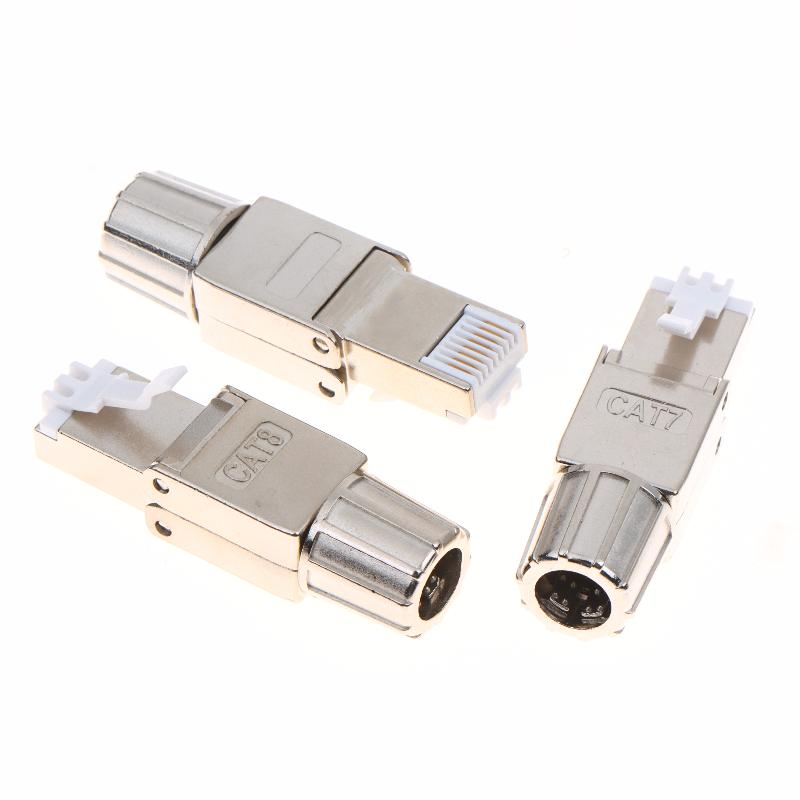 1Pc Cat7 Cat6A Cat8 Rj45 Connector Tool-Free Zinc Alloy Shielded Ethernet Termination Plugs