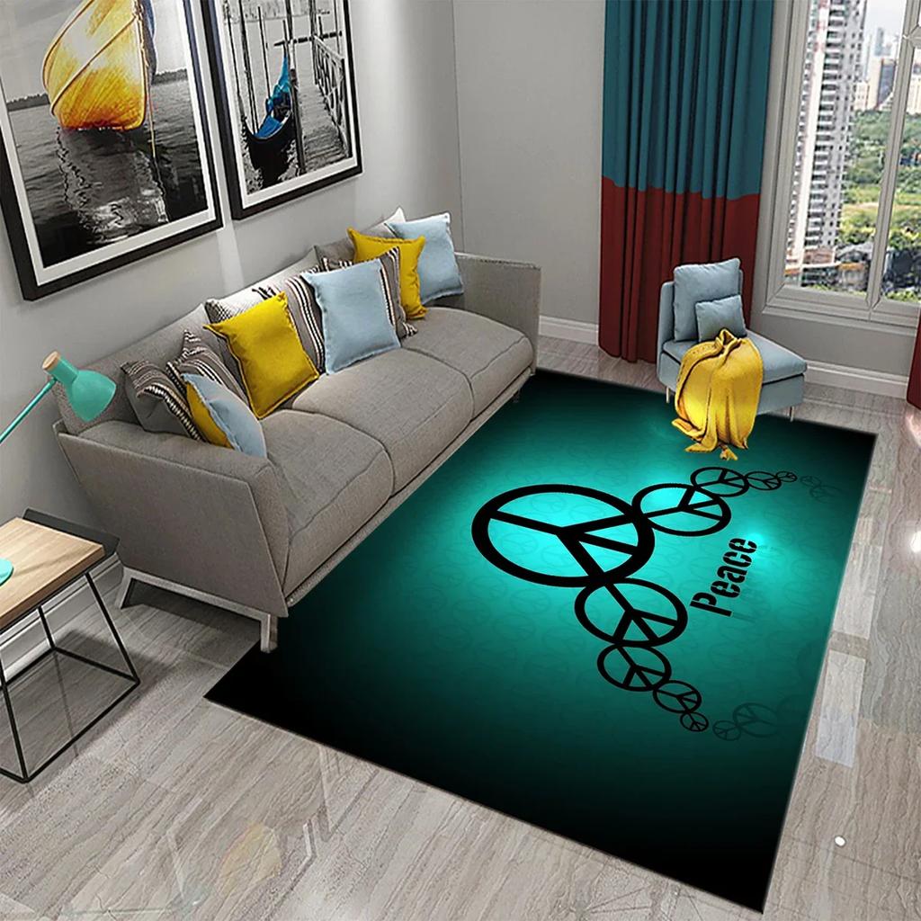 3D Colorful Peace Carpet for Bathroom Kitchen Door Entrance Mats Non-Slip Rugs Living Room Bedroom Decor Floor Welcome Mat Rugs