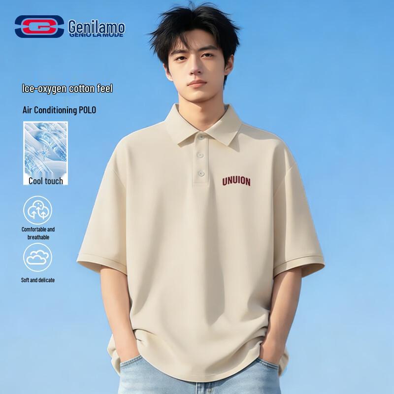 GENIOLAMODE Men s Ice Silk Quick-Dry Polo Shirt M