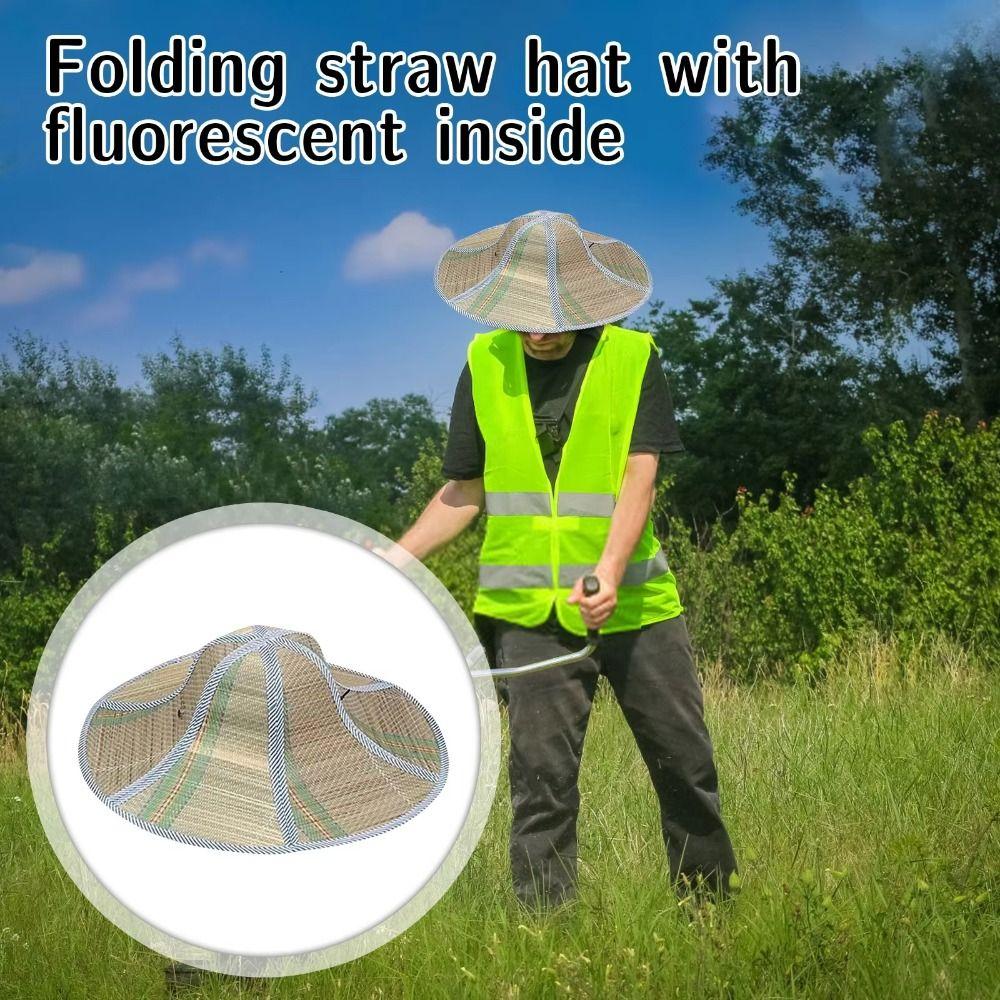 2Pcs Adjustable Foldable Straw Sun Hat Breathable Fishing Sunshade Caps Wide Brim Hat  Summer