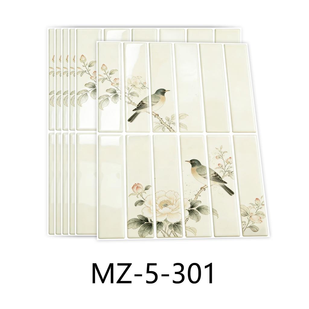 10/20/30Pcs 3D Tile Stickers 24x30cm Chinese Ink Landscape Wall Decals - Waterproof PVC Self-Adhesive Wallpaper for Kitchen Bathroom - Multi Designs