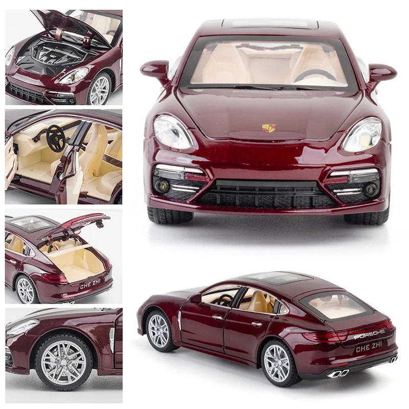 1:24 Porsche Panamera Alloy Model Car Simulation Sound And Light Pull Back Children's Diecast Toy Car With 6 Door Can Opend